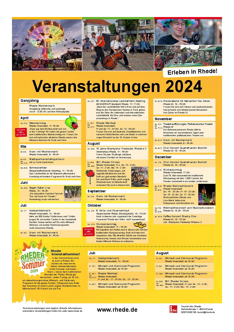 Rheder Veranstaltungskalender 2024 © Stadt Rhede